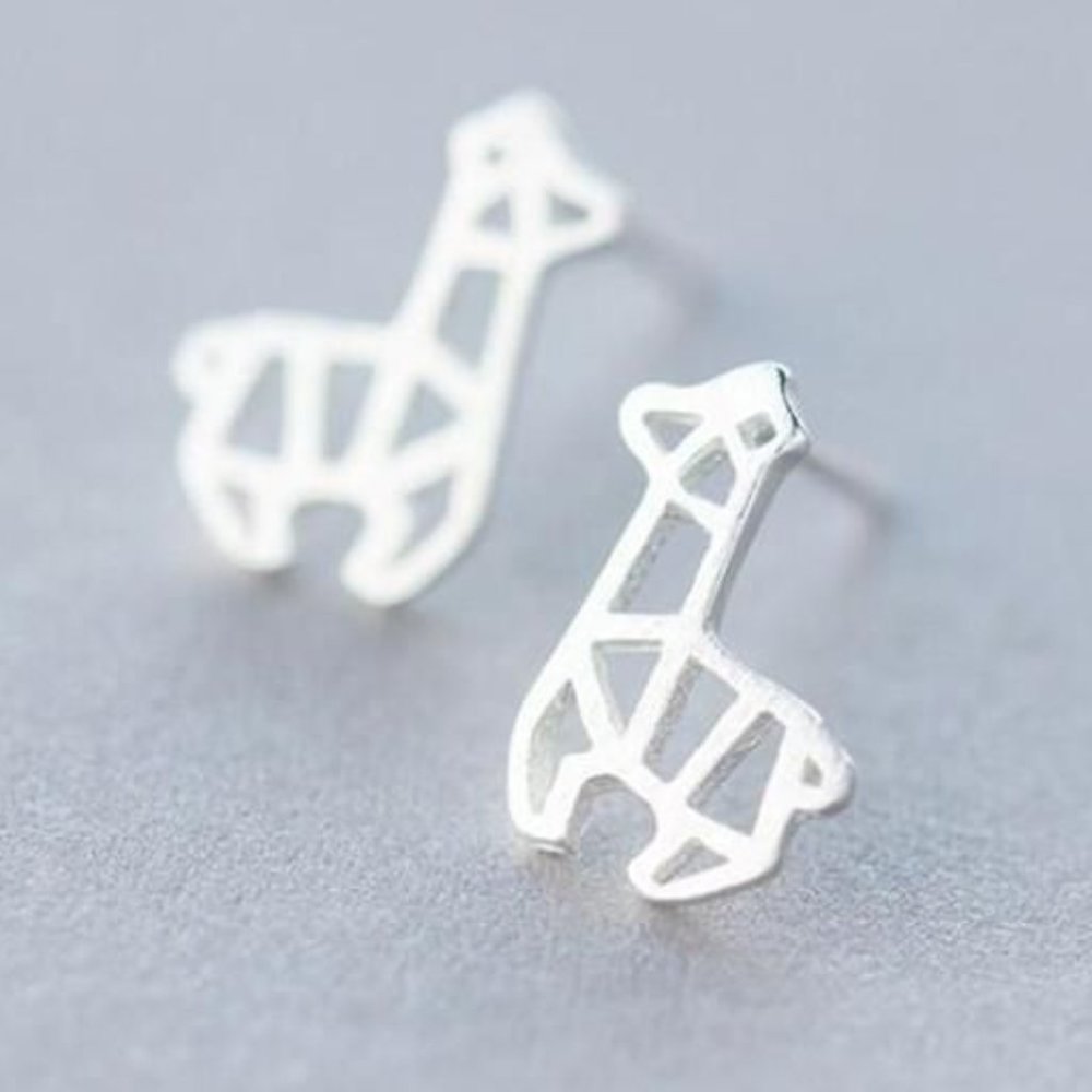 Giraffe Stud Earrings, Gold or Silver